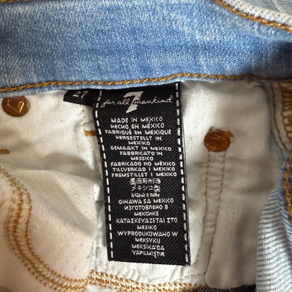 7 For All Mankind Blue Jean Mid Roll Shorts Frayed Hem SKU 0044 - Picture 7 of 12